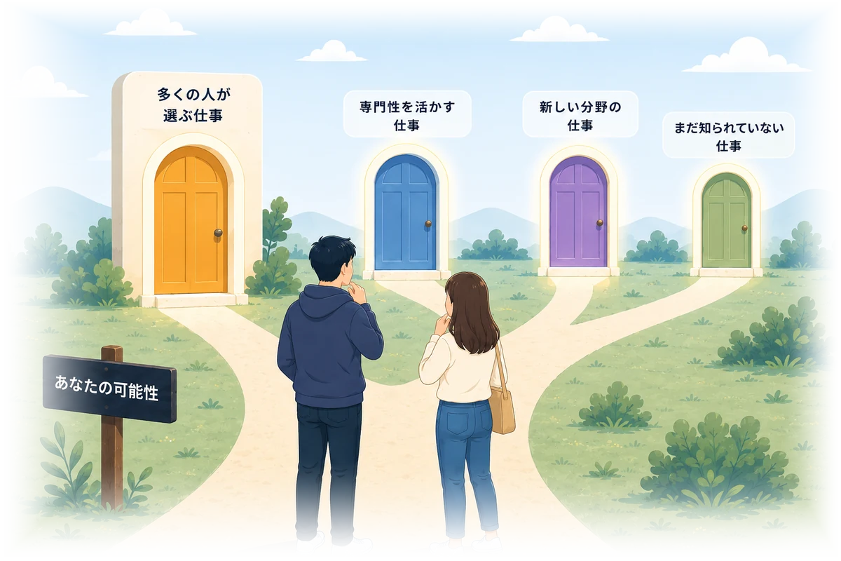 職業の選択肢を表す扉のイラスト